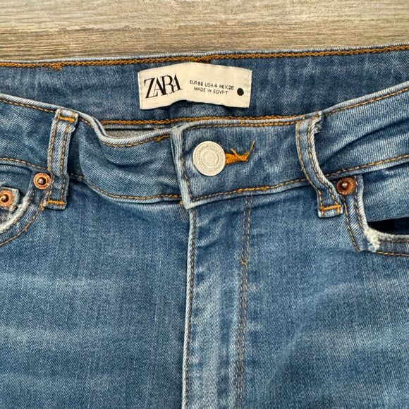 Zara Denim Jeans, Upcycled Sexy Patches, High Waisted, Flare Leg, Curvy Fit 36 - Picture 4 of 7